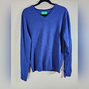 Emerald Style Irish Lambswool Sweater Mens Med Blue Pullover